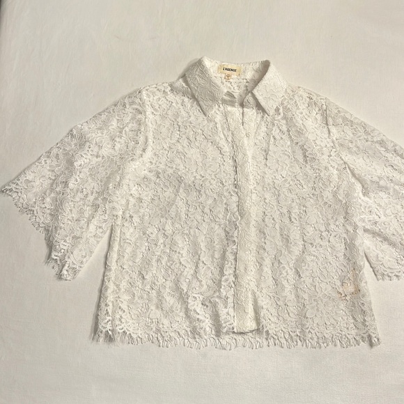 L'AGENCE FERN SHORT SLEEVE LACE SHIRT - Picture 3 of 8